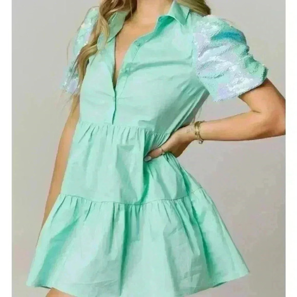 Peach Love California Dresses & Skirts - NWT Peach Love Western Sequin Sleeve Dress